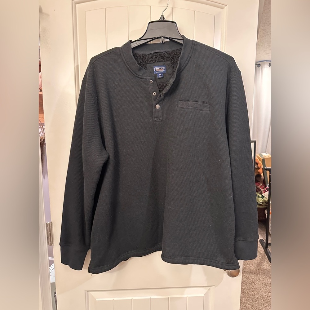 SMITH workwear Men's Charcoal Long Sleeve Henley